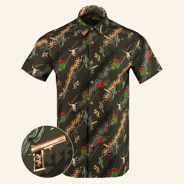 Southwest Steel Button Down Shirt Tactical Hawaiian Shirt Gifts For Father In Law -WearandDecor