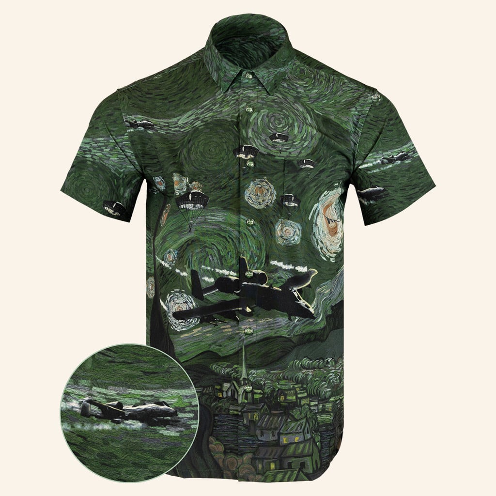 Starry Flight Green Shirt Tactical Hawaiian Shirt Present For Husband -WearandDecor