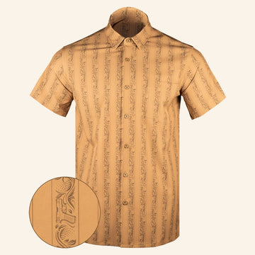 Subtle Series Tan Button Down Shirt Gun Print Hawaiian Shirt Present For Brother -WearandDecor