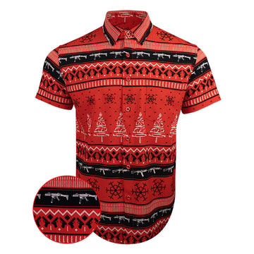 The Workshop Red Button Down Shirt Tactical Hawaiian Shirt Pro Gun Rights Merch Husband Gifts -WearandDecor