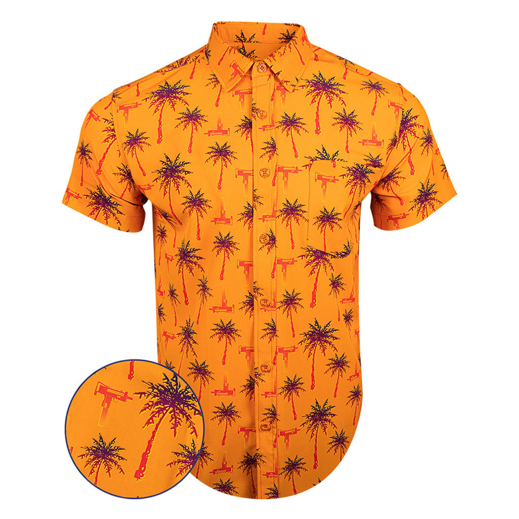 Trigger Happy Sunset Button Down Shirt Outdoor Hawaiian Tactical Shirt Gifts For Son In Law -WearandDecor