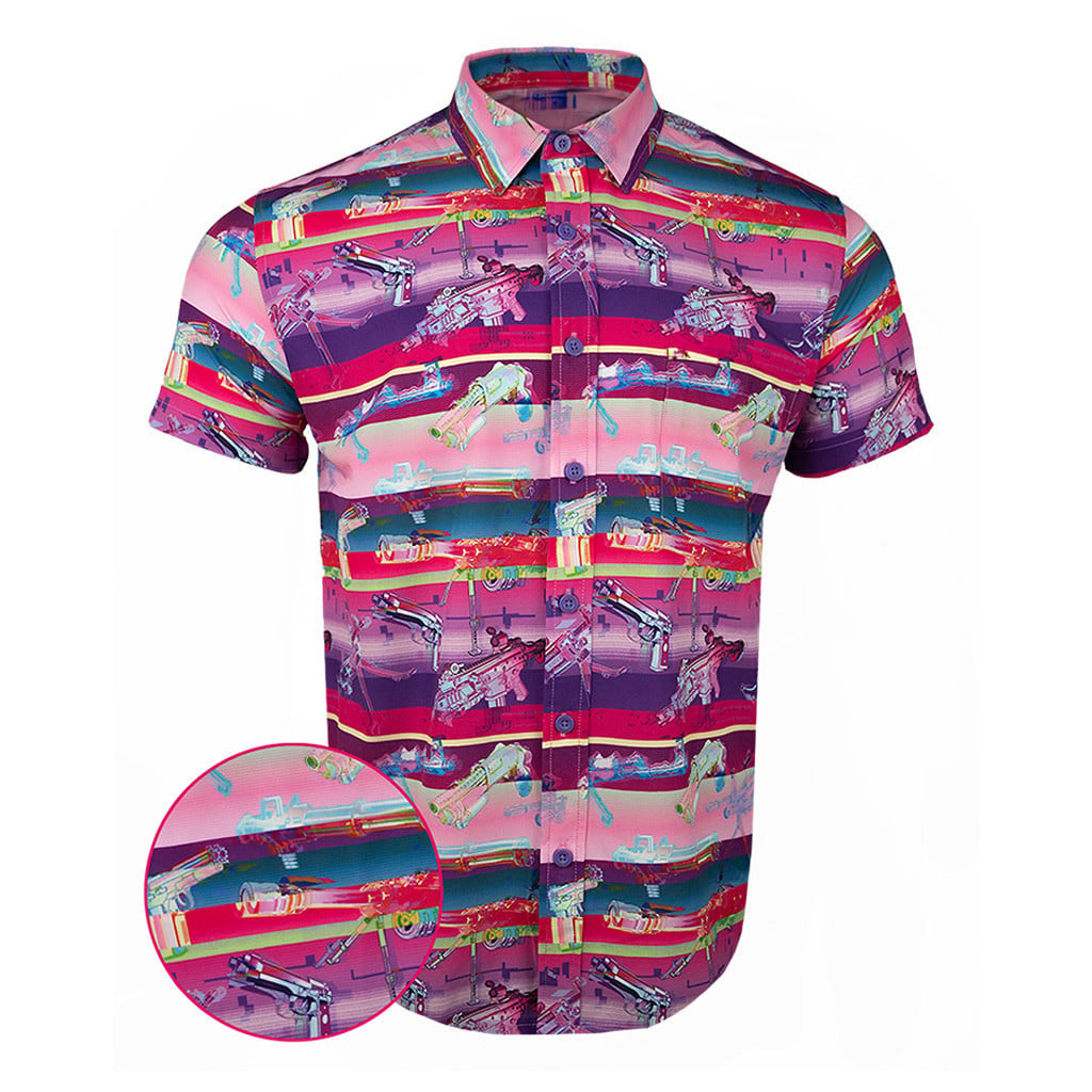 Vapor Button Down Shirt Tactical Aloha Print Shirt Pro Gun Merch Birthday Gift For Husband -WearandDecor