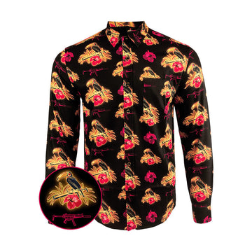 Cans and Toucans Long Sleeve Button Down Shirt Deadair Silencers x Retro Rifle Collab Shirt -WearandDecor