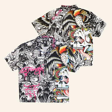 Ed Hardy Merch Battle Skull Hawaiian Shirt Ed Hardy Shirt Gift Ideas For Husband - WearandDecor