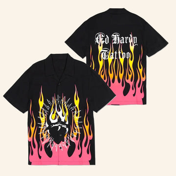 Ed Hardy Merch Fire Heart Hawaiian Shirt Ed Hardy Shirt Gifts For Husband - WearandDecor
