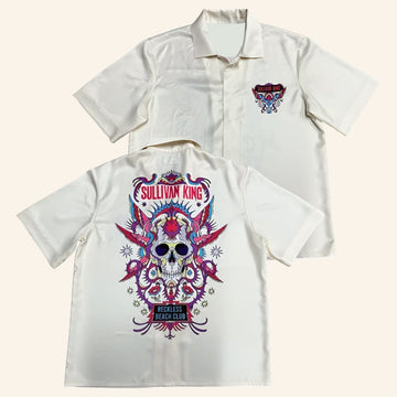 Sullivan King Merch Reckless Beach Club Button Up Shirt Demented Skull Shirt Gifts For Him - WearandDecor