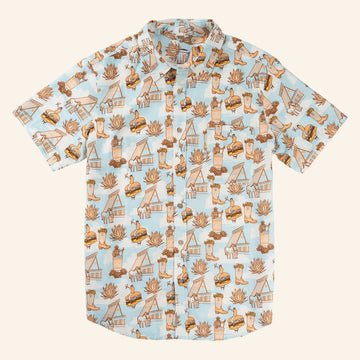 Whataburger Merch Sendero x Whataburger Cowboy Drive Thru Hawaiian Shirt Husband Gifts - WearandDecor