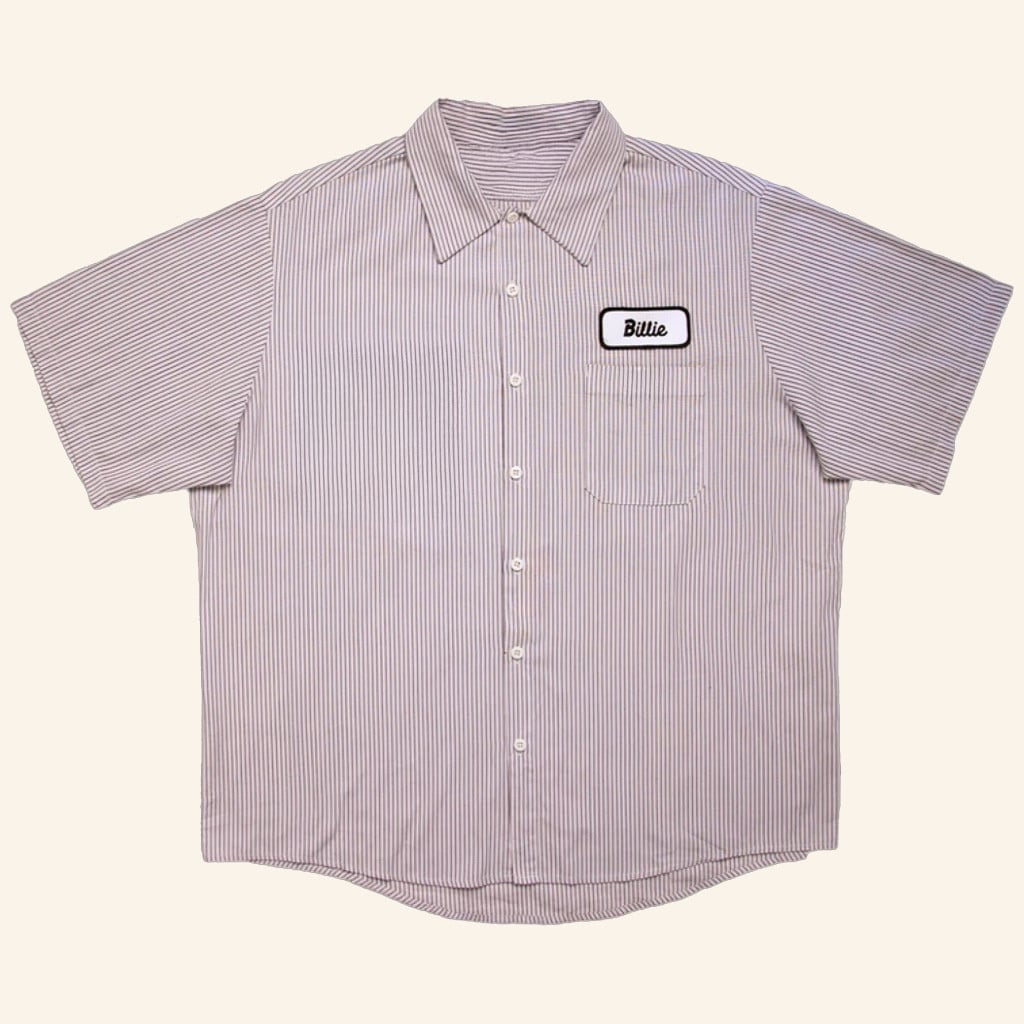Billie Eilish Merch SUAY x Billie Upcycled Striped Button Up Shirt Gifts For Husband