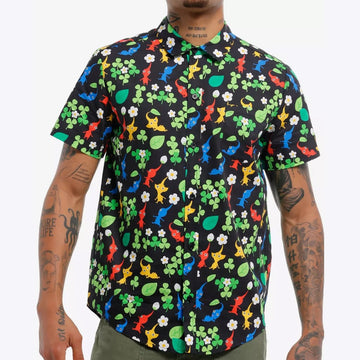 Pikmin Merch Pikmin Character Clover Button Up Shirt Presents For Game Lovers - WearandDecor