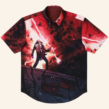 Stranger Things Eddie Munson Merch Stranger Things x RSVLTS Most Metal Ever Button Up Shirt - WearandDecor