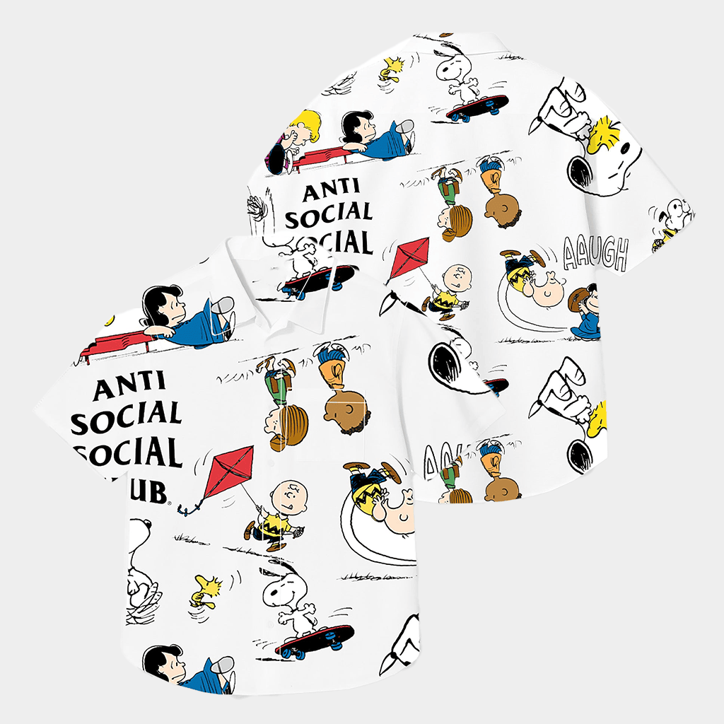 Anti Social Social Club Merch ASSC X Peanuts Button Up Shirt Great Gifts For Him -WearandDecor