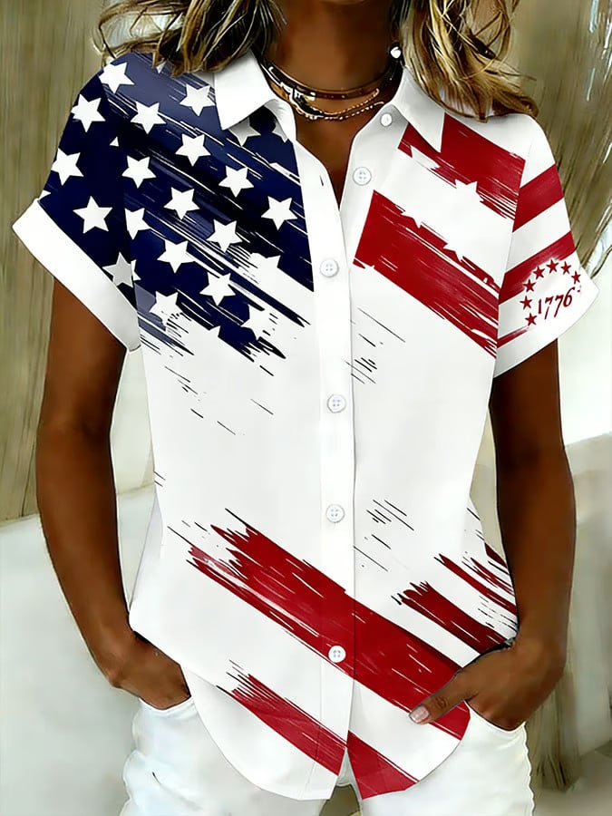 America 250th Anniversary Hawaiian Shirt USA Flag Womens Patriotic Shirts Gifts For Mom
