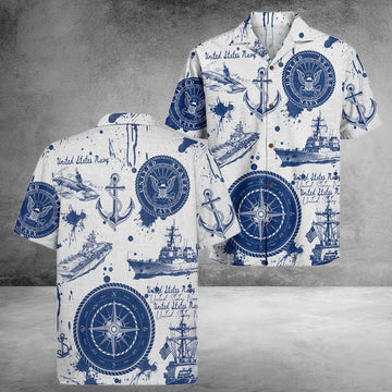 US Navy 250Th Years Of Service Hawaiian Shirt Forced By The Sea Great Gifts For Her