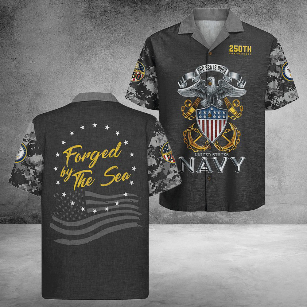 US Navy 250Th Years Of Service Hawaiian Shirt Forced By The Sea Unique Gifts Ideas For Son