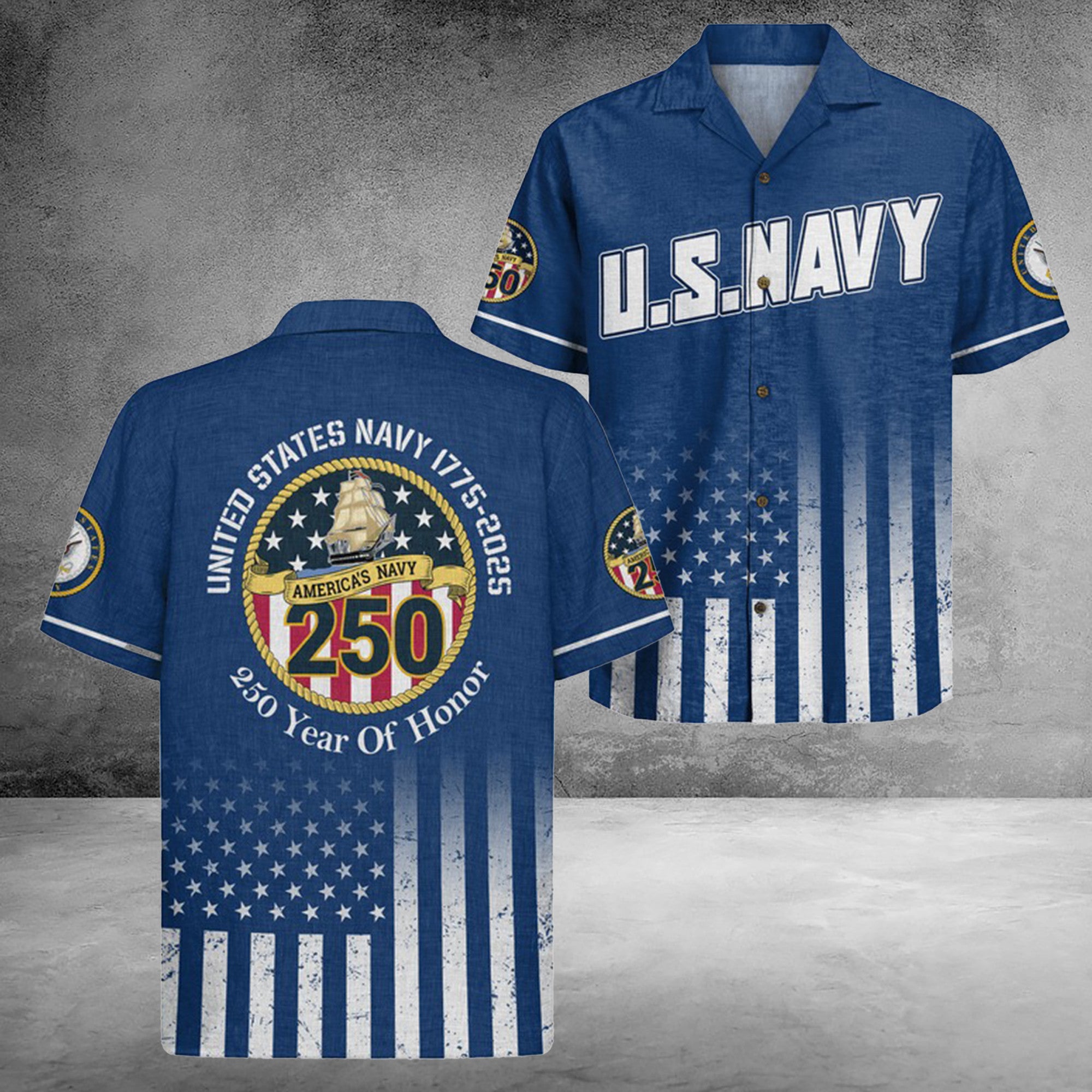 US Navy 250Th Years Of Service Hawaiian Shirt 250 Years Of Honor Good Gift For Son