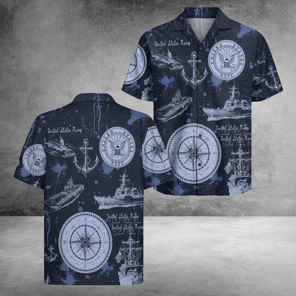 US Navy 250Th Years Of Service Hawaiian Shirt America Land Of The Free Gifts Ideas For Her