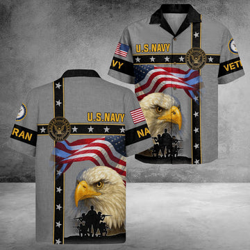 US Navy 250Th Years Of Service Hawaiian Shirt Forced By The Sea Unique Gift For Patriots