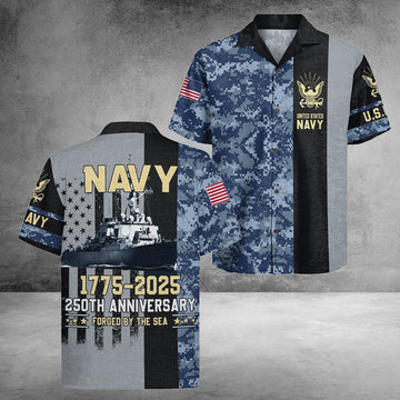 US Navy 250Th Years Of Service Hawaiian Shirt Service Honor Sacrifice Best Gifts For Dad