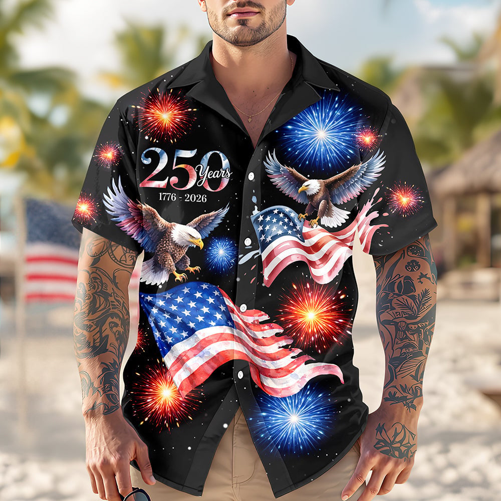 250 Years 1776 - 2026 Patriotic Eagle Hawaii Shirt America 250 Merchandise Unique Patriotic Gifts
