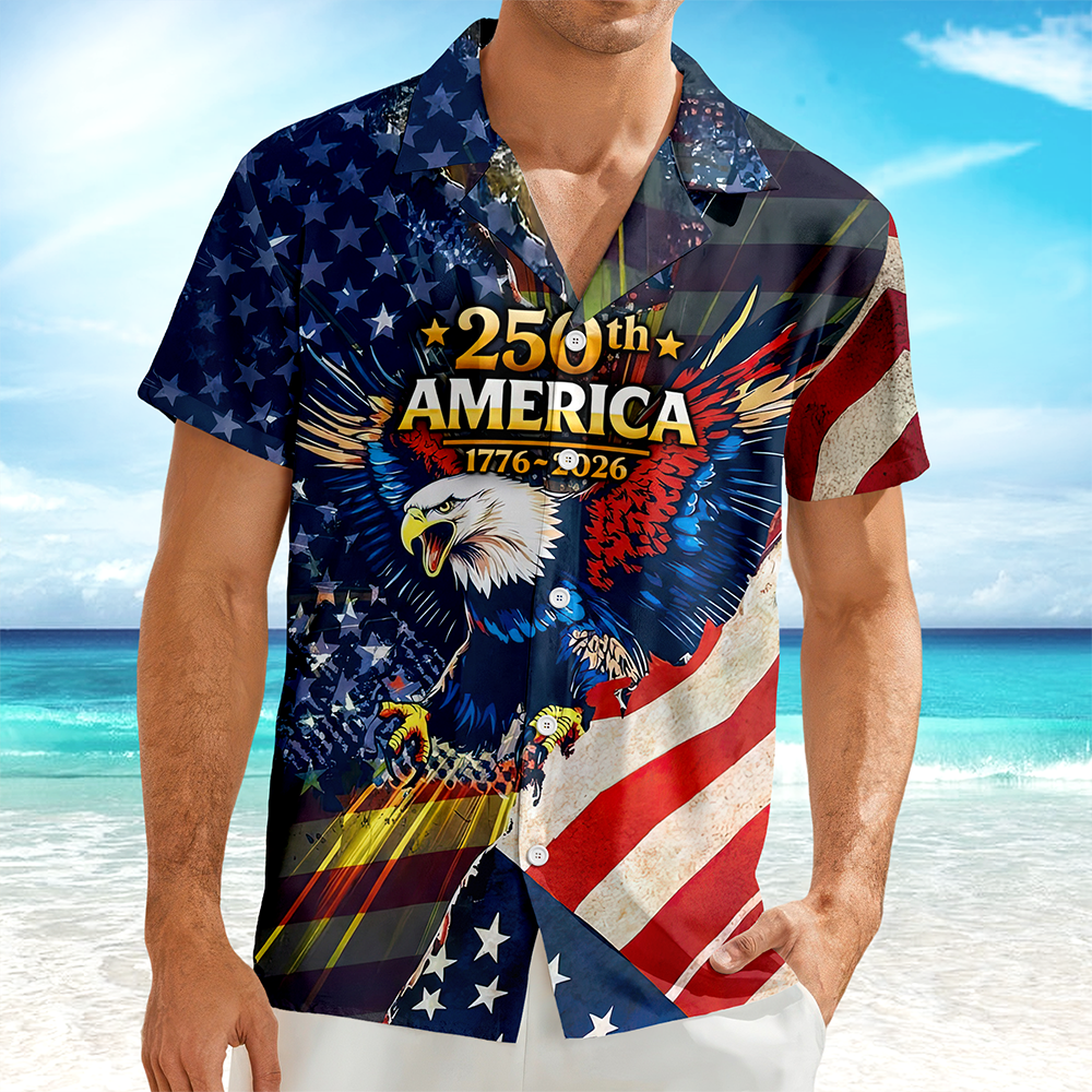 Patriotic 250th America 1776-2026 Eagle Hawaii Shirt America 250 Merchandise Patriotic Gifts For Him