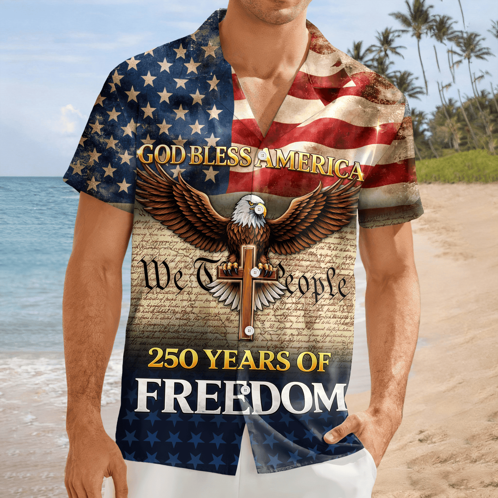 God Bless America - America 250 Years Of Freedom Hawaii Shirt America 250 Merchandise Patriotic Presents