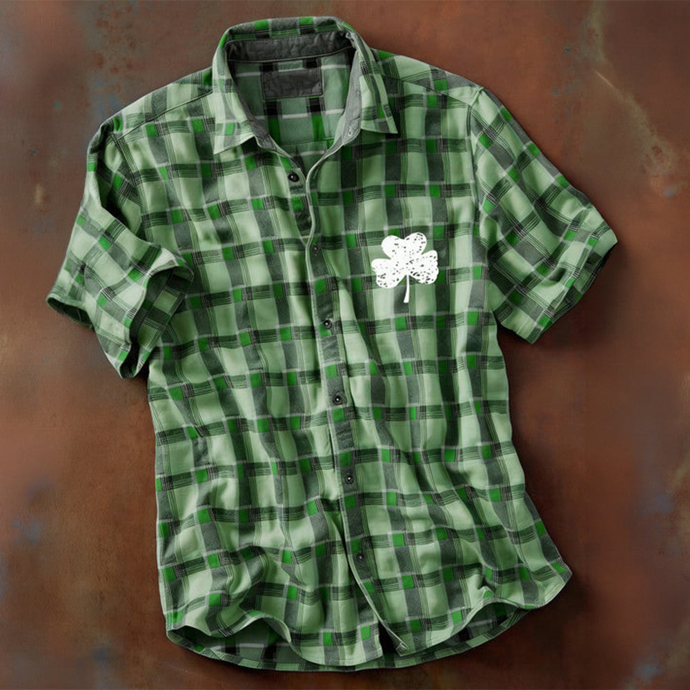 St Patricks Day Shamrock Art Button Shirt Saint Patrick Day 2026 Clothes Gift For Boyfriend