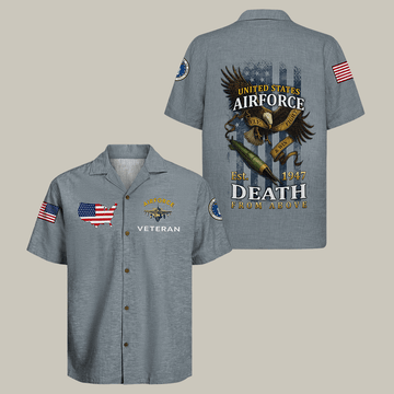 Eagle US Air Force Hawaiian Shirt Aim High Fly Fight Win Veteran Support Shirt Patriotic Gift Idea