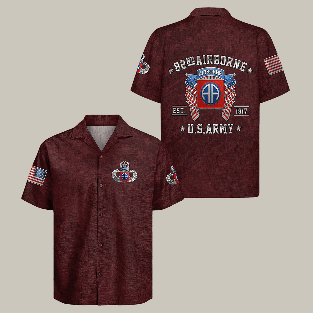 Eagle US Army 82nd Airborne Hawaiian Shirt 82nd Airborne Paratrooper Clothes Veteran Merch