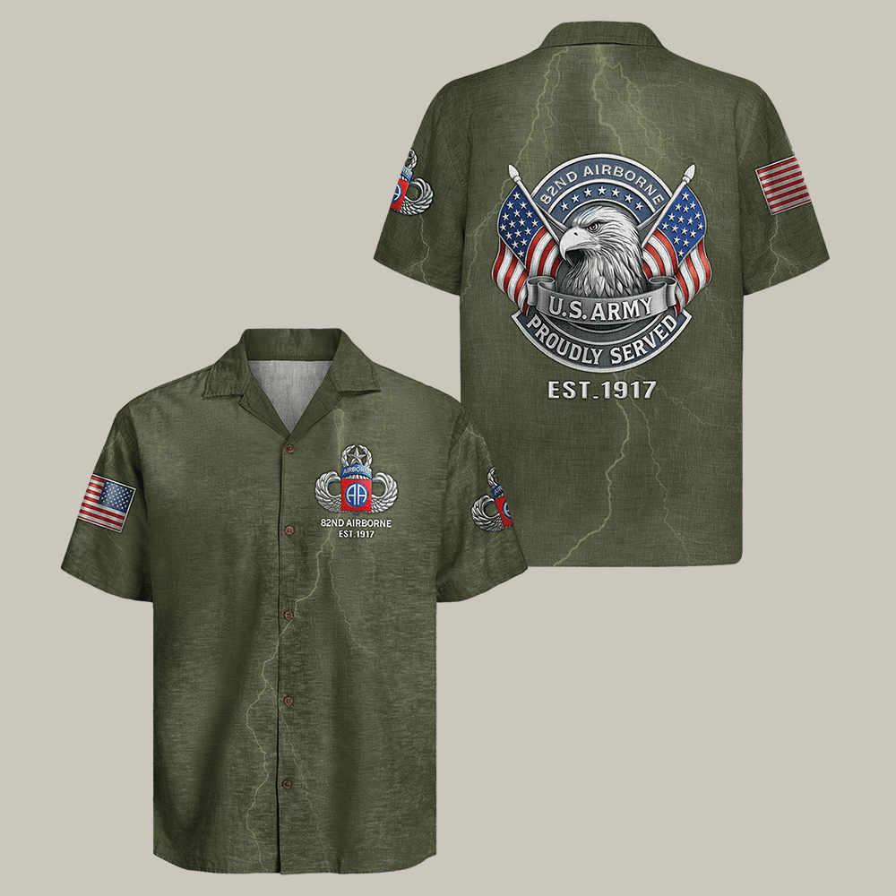 Eagle US Army Airborne Hawaiian Shirt US Army Proudly Served Shirt Gift For Patriots