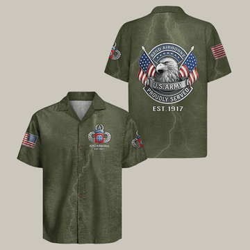 Eagle US Army Airborne Hawaiian Shirt US Army Proudly Served Shirt Gift For Patriots