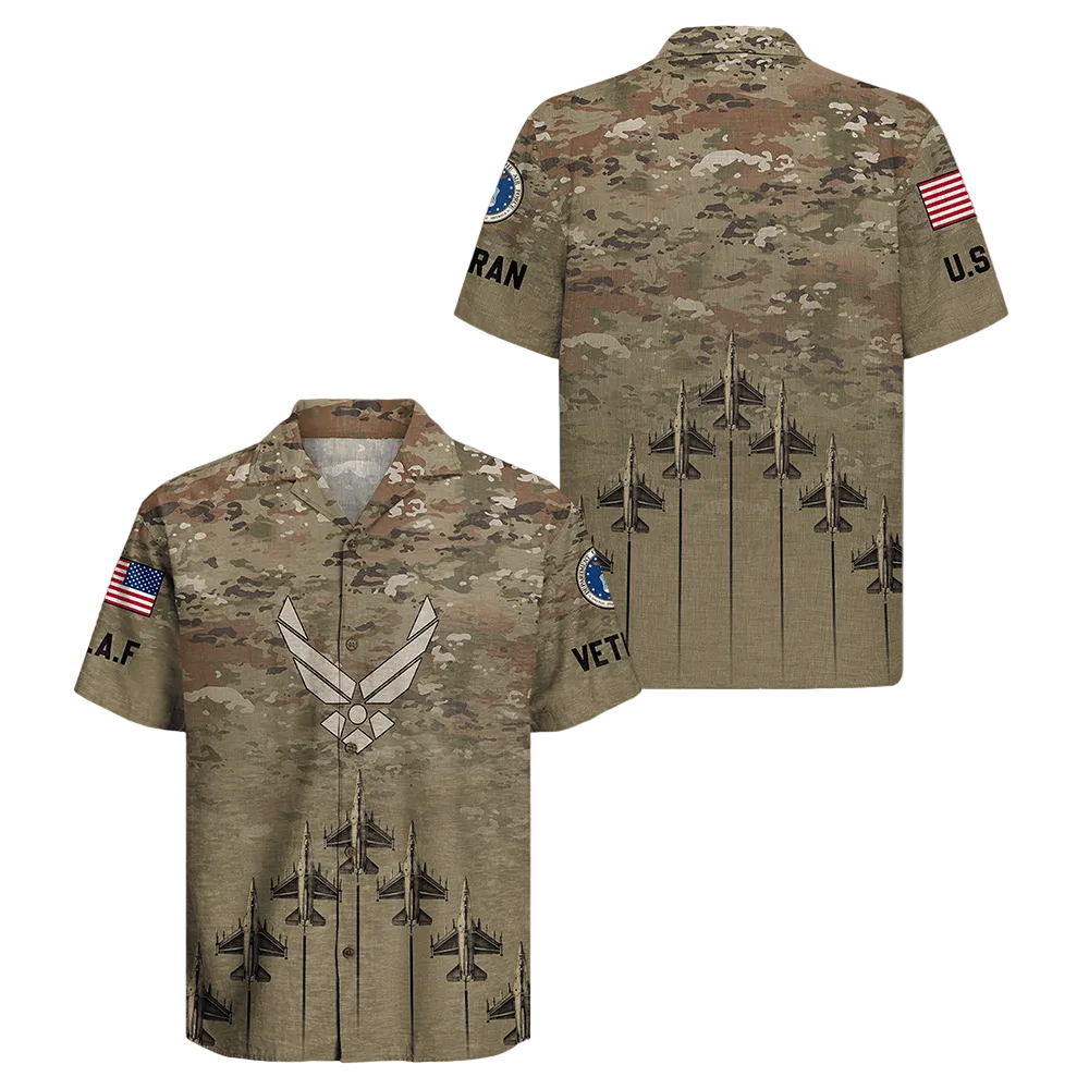 US Air Force Hawaiian Shirt Air Force Veteran Clothes Veteran Themed Gift For Him