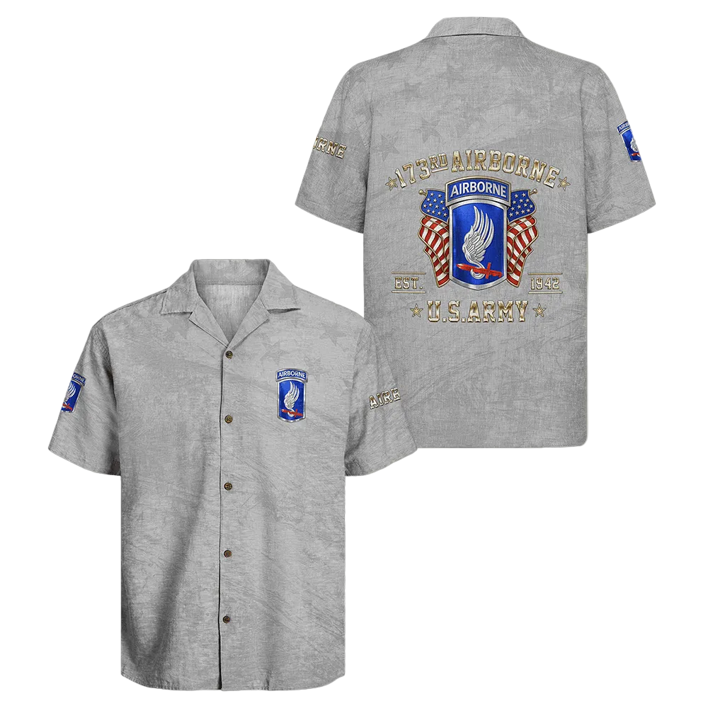 US Army 173rd Airborne Hawaiian Shirt 82nd Airborne Infantry Shirt Veteran Themed Gift