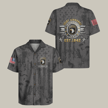 US Army Airborne Hawaiian Shirt Est 1942 Army Airborne Shirt Patriotic Veteran Gift