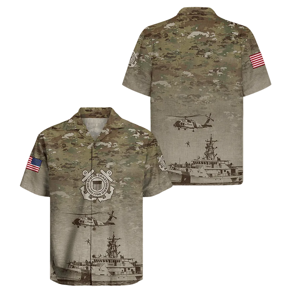 US Coast Guard Hawaiian Shirt Coast Guard Helicopter Shirt Unique Gift For Retired Veteran