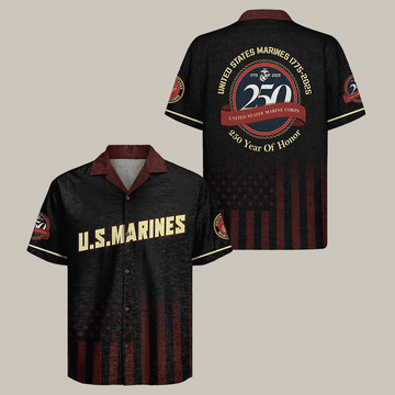 US Marine Corps 250 Years Of Honor Hawaiian Shirt Semper FIdelis Clothes Gift For USMC
