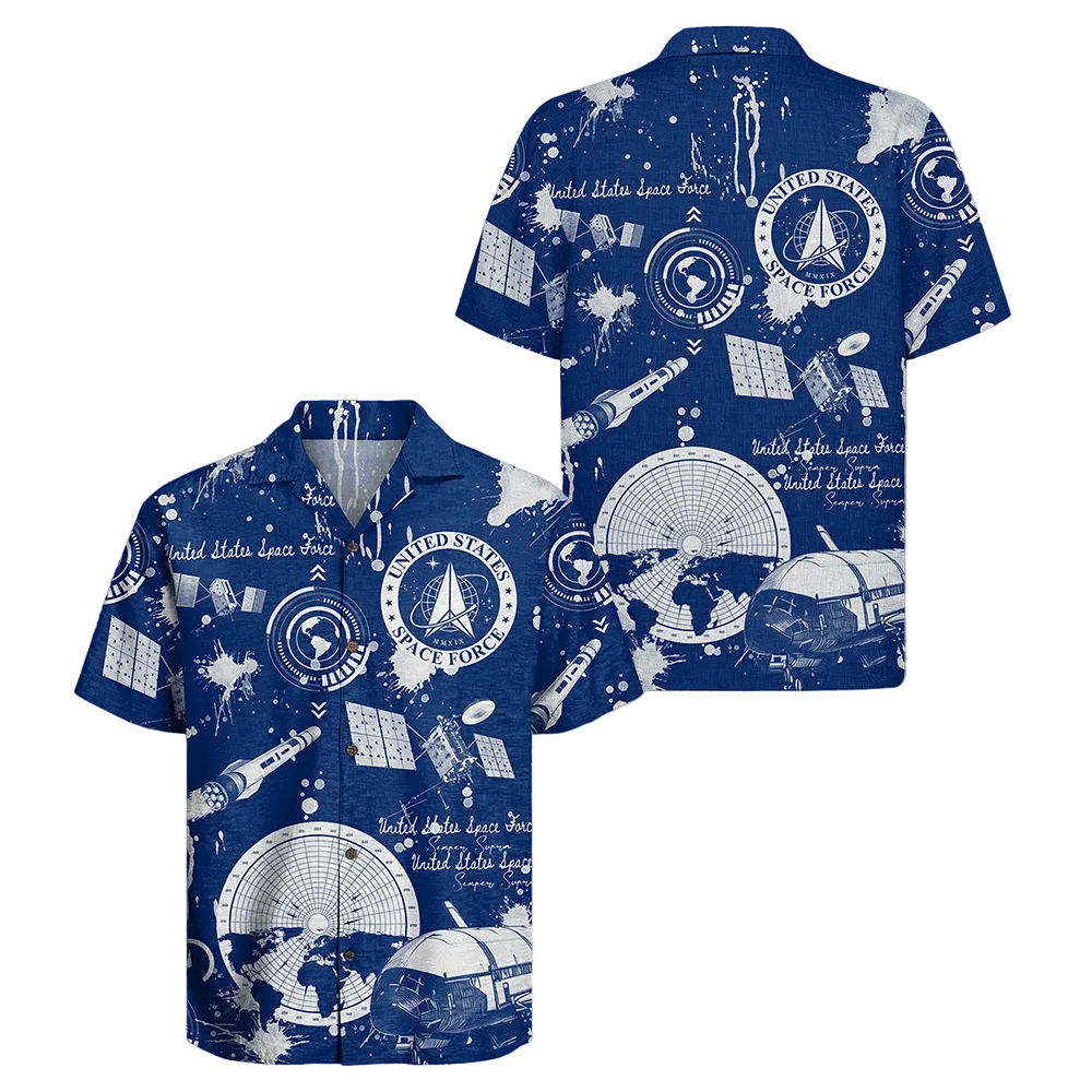 US Space Force Hawaiian Shirt USSF Semper Supra Shirt Air Force Veteran Gift