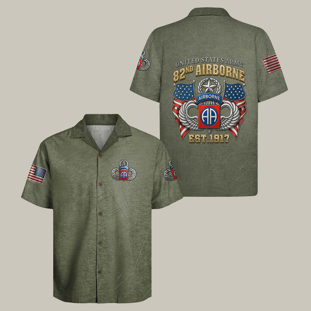 US Army Airborne Hawaiian Shirt 82nd Airborne Est 1917 Shirt Cool Gift For Him