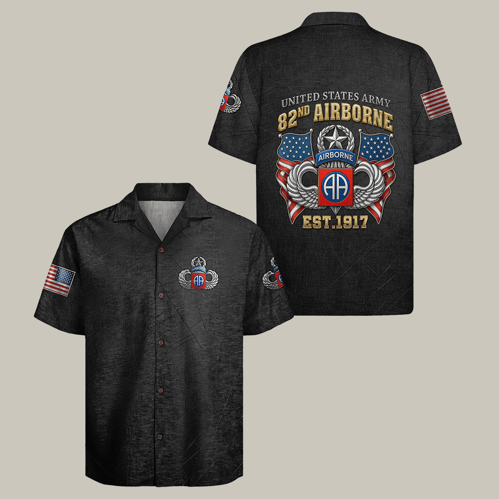 US Army Airborne Hawaiian Shirt 82nd Airborne Soldier Clothes Retired Military Gift Idea