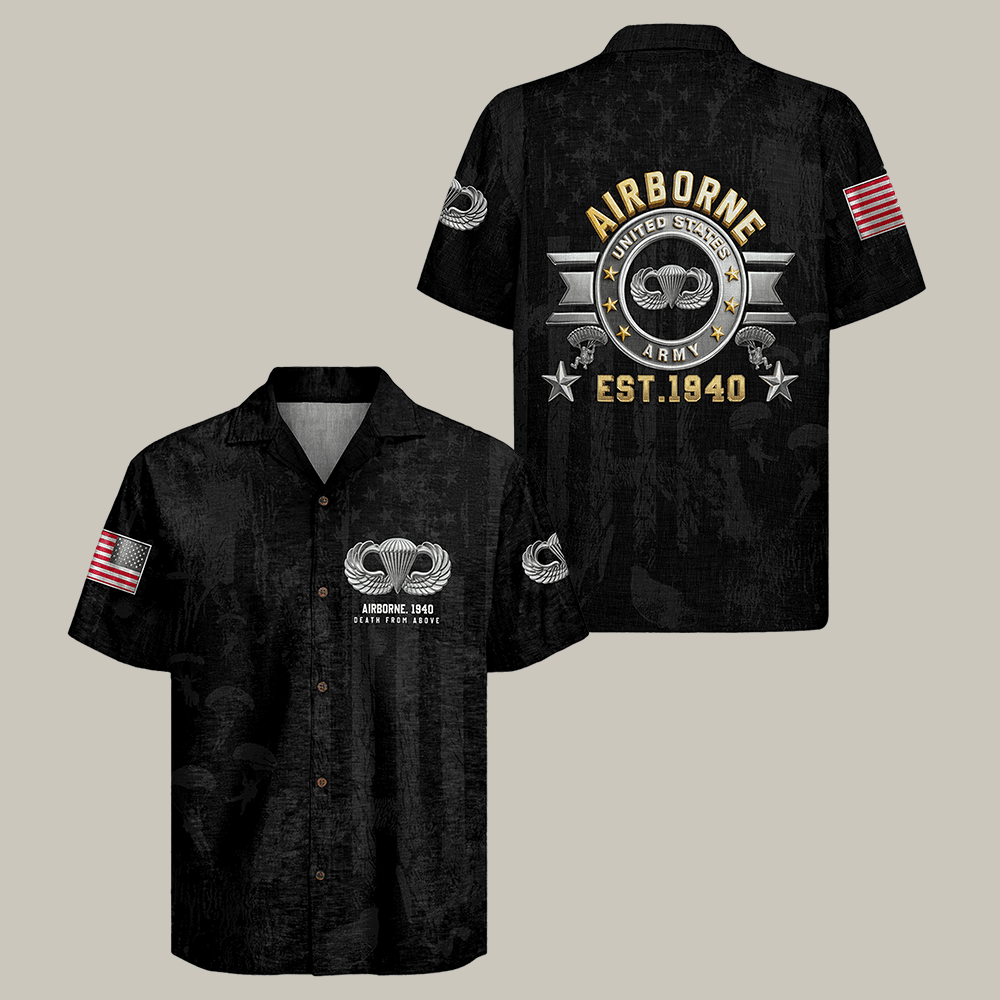 US Army Airborne Hawaiian Shirt Army 250th Anniversary Shirt Veteran Gift Idea