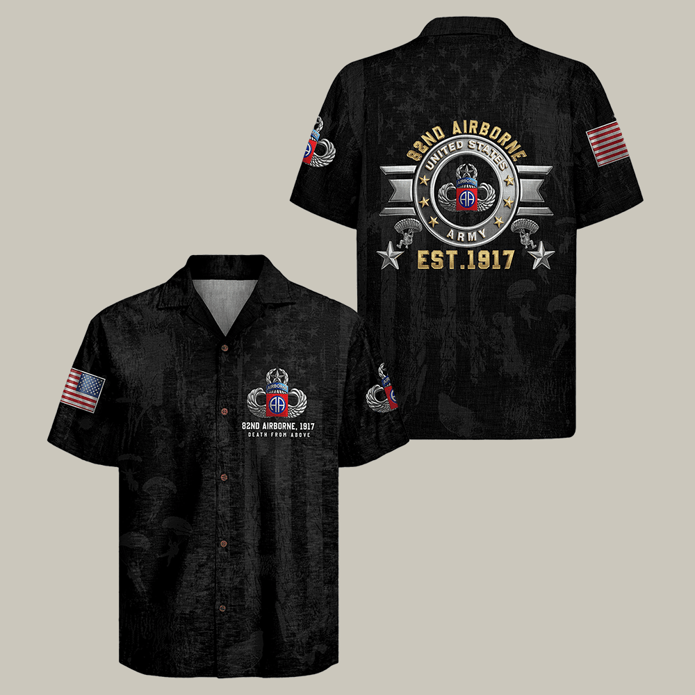 US Army Airborne Hawaiian Shirt Patriotic Military Shirt Veteran Themed Gift For Husband