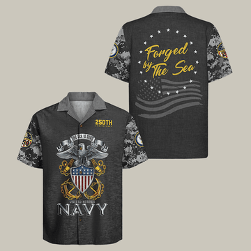 US Navy 250th Anniversary Polo Shirt Forged By The Sea Shirt Navy Veteran Present
