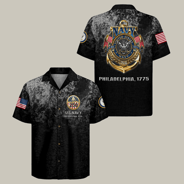 US Navy Philadelphia 1775 Hawaiian Shirt Forged By The Sea Navy Clothes Patriotic Gift Idea