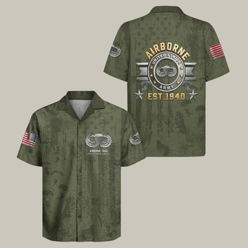US Army Airborne Hawaiian Shirt 82nd Airborne Paratrooper Clothes Veteran Present