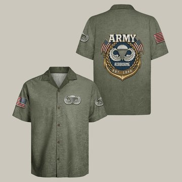 US Army Airborne Hawaiian Shirt Patriotic Army Veteran Shirt Cool Gift For Dad