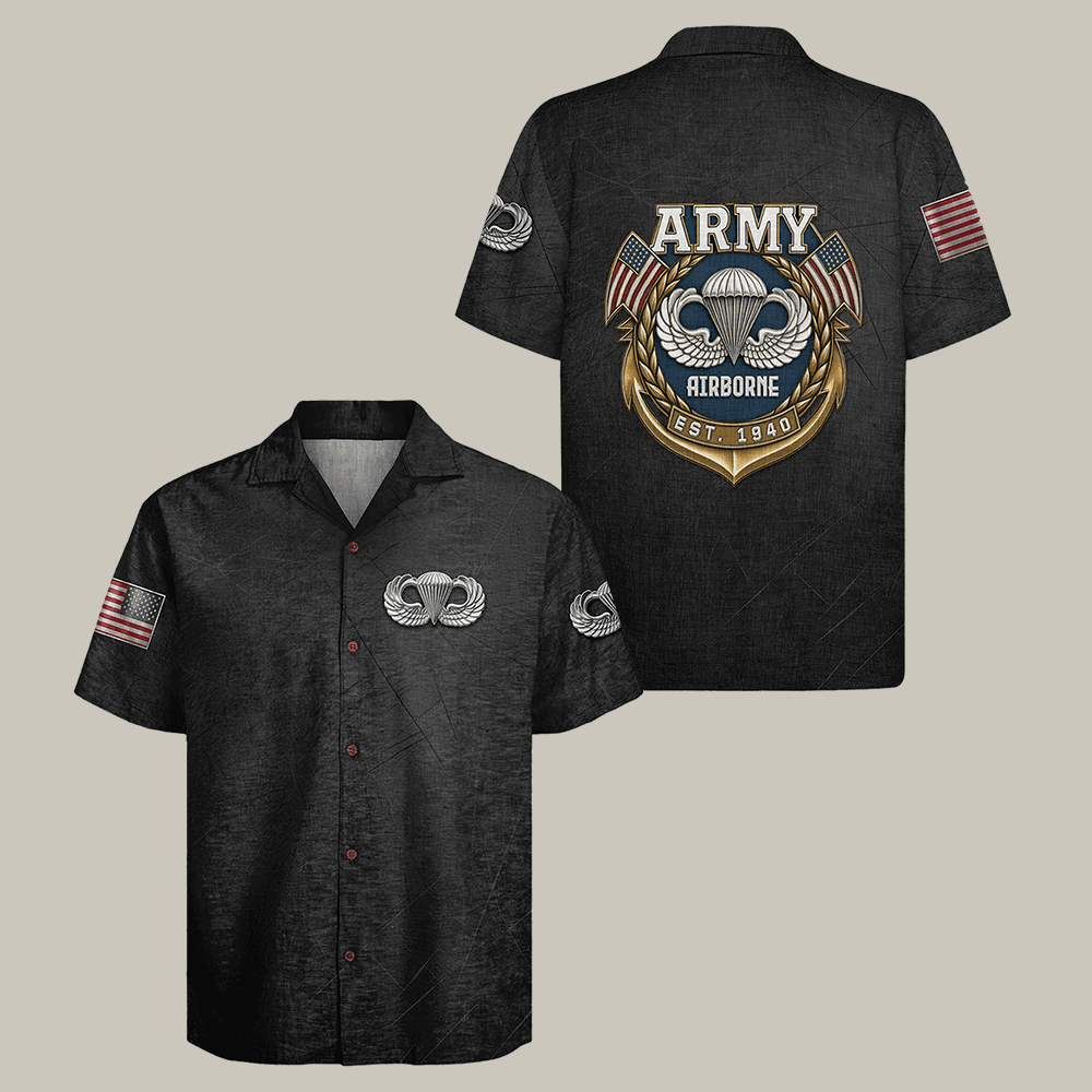 US Army Airborne Hawaiian Shirt Army Airborne Est 1940 Clothes Best Gift For Brother