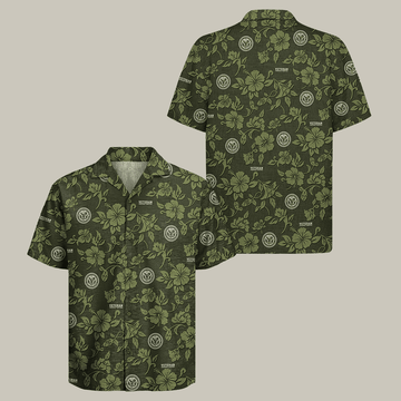 US Veteran Hawaiian Shirt Hibiscus Flower Design Proud Veteran Clothes Present For Father