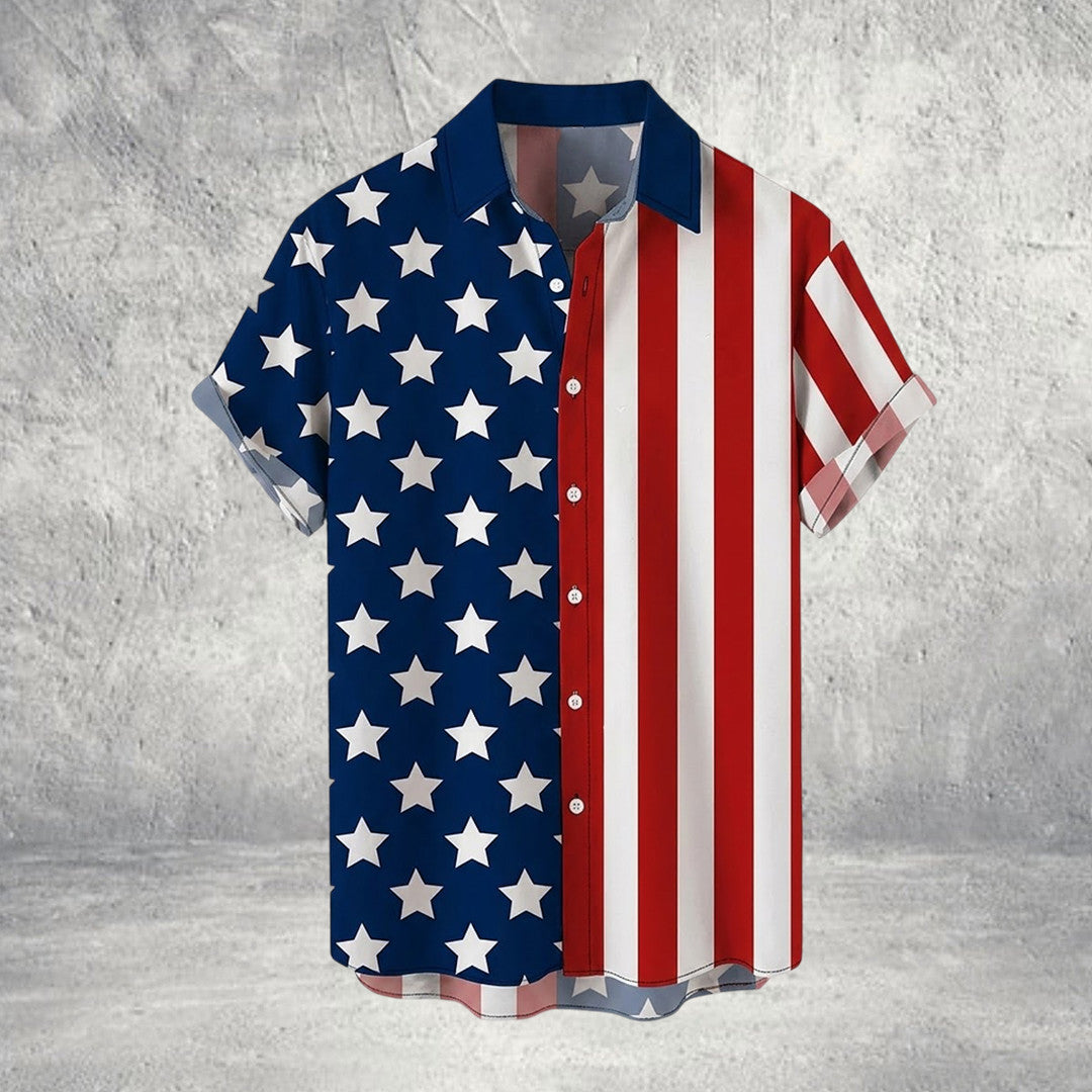 American Flag Graphic Hawaiian Shirt Men's Independence Day Clothing Patriotic Gift