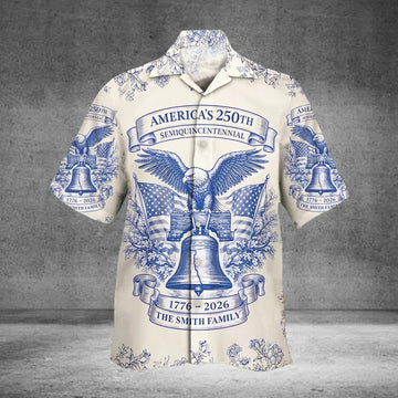 Custom Name USA 250th Anniversary 1776-2026 Hawaiian Shirt America Birthday Gift