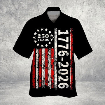 USA 250th Anniversary Hawaiian Shirt Distressed American Flag Graphic Father's Day Gift