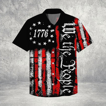 We The People 1776 Hawaiian Shirt American Flag Graphic Shirt Men's Patriotic Apparel